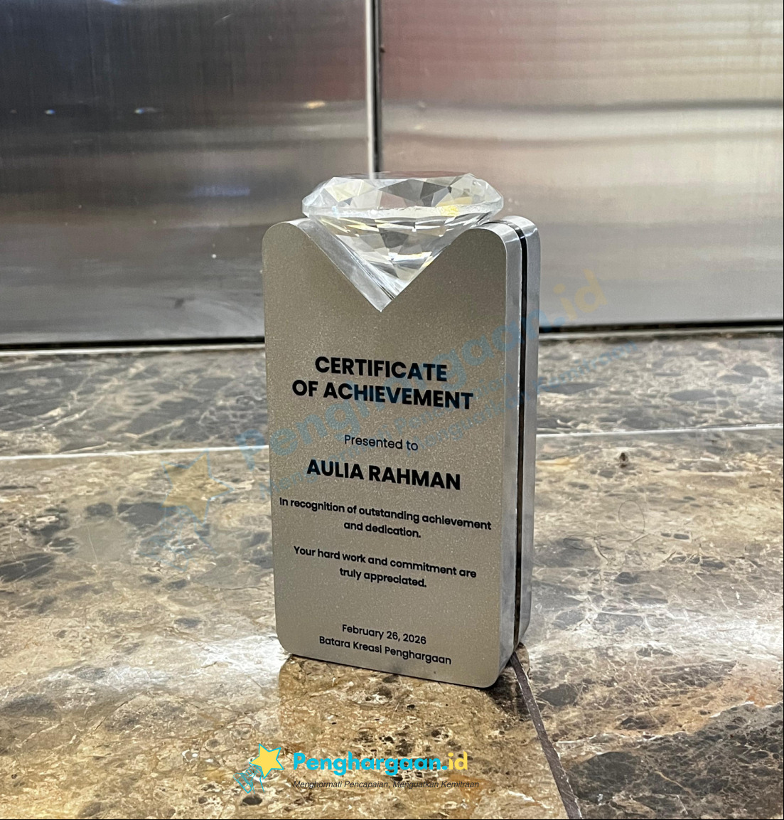 plakat custom apex pillar – penghargaan mewah ready stock dengan kristal berlian